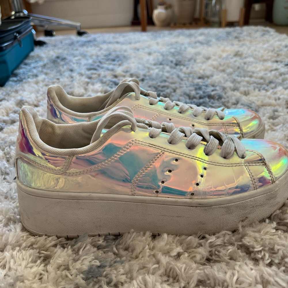 Multicolored Reflective Platform Shoes - image 2